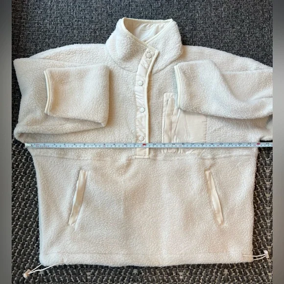 NWT Wilo The Label snap funnel neck fleece pullover in cream/beige size XS women - Picture 5 of 10